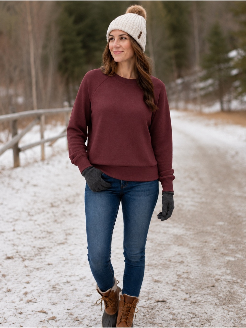 Quince Women's Crewneck Sweater - Burgundy Maroon